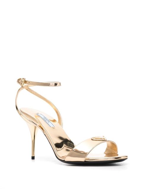 Prada logo plaque sandals - Gold