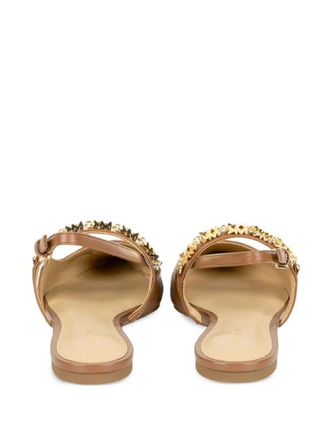Michael Kors pointed-toe chain-detail ballet flats - Brown