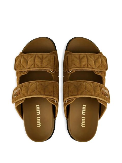Miu Miu suede double-band sandals - Brown