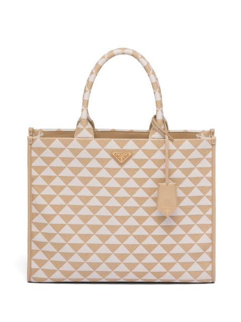 Prada large Symbole embroidered tote bag - Neutrals - zdjęcie produktu nr 1