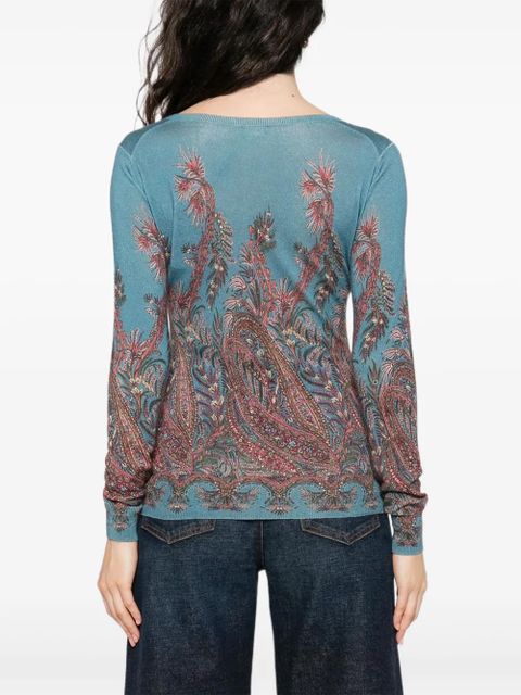 ETRO paisley-print V-neck top - Blue
