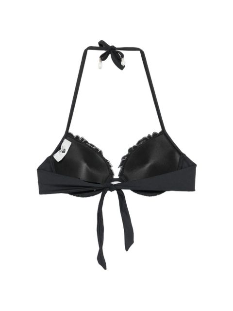 TWINSET embroidered halterneck bikini top - Black