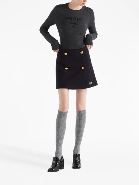 Prada logo-intarsia wool jumper - Grey - zdjęcie produktu nr 2