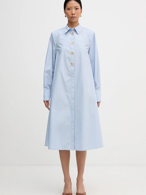 Karl Lagerfeld sukienka bawełniana kolor niebieski midi oversize B1W13026 - zdjęcie produktu nr 1