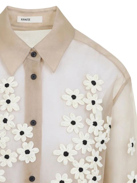 KHAITE floral appliqué shirt - Neutrals