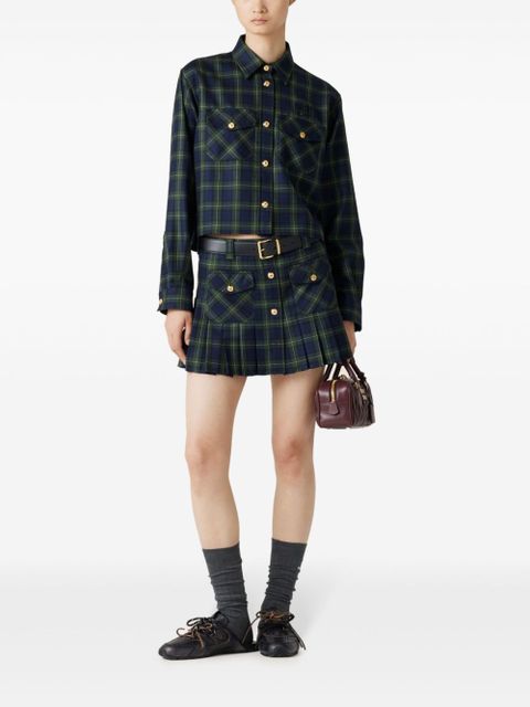 Miu Miu pleated tartan miniskirt - Green - zdjęcie produktu nr 2