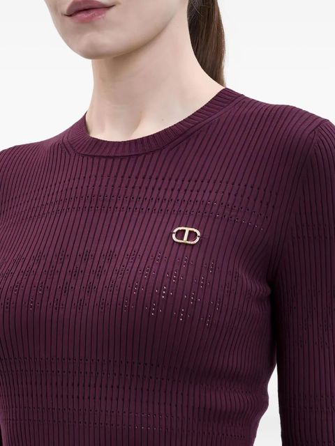 TWINSET ribbed logo-plaque jumper - Red