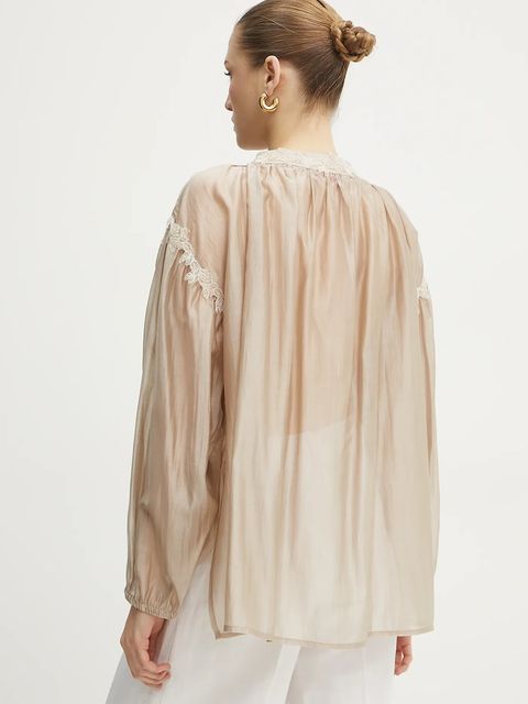 ERMANNO Firenze bluzka damska kolor beżowy gładka 56TK021ES3