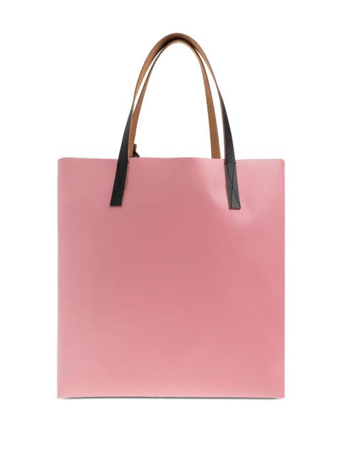 Marni bird-print leather tote bag - Pink