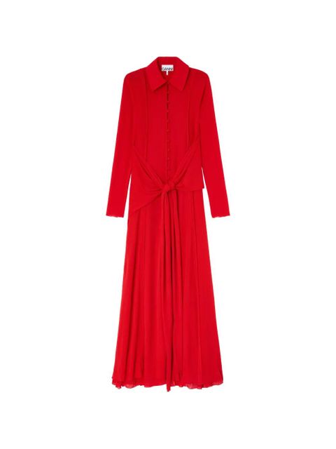 GANNI buttoned tie maxi dress - Red - zdjęcie produktu nr 1