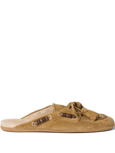 Miu Miu beaded tassel flat mules - Brown - zdjęcie produktu nr 2