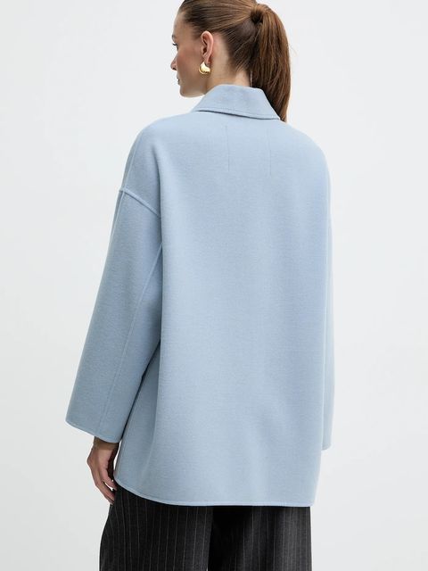 MAX&Co. kurtka wełniana kolor niebieski przejściowa oversize 2526086043200