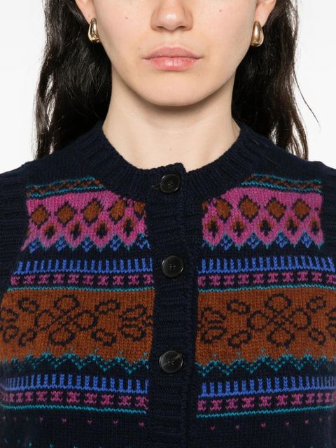 ETRO button-fastening patterned wool cardigan - Blue - zdjęcie produktu nr 2