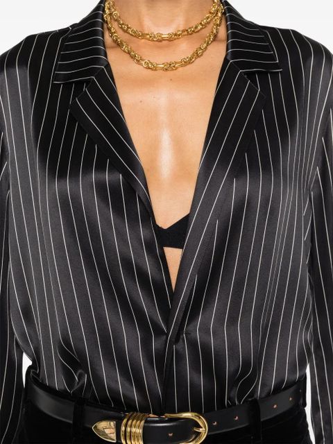 Saint Laurent striped silk pajam shirt - Black