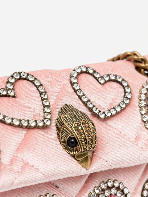 Kurt Geiger London torebka welurowa VELVET MINI KENSINGTON kolor różowy 5018753789