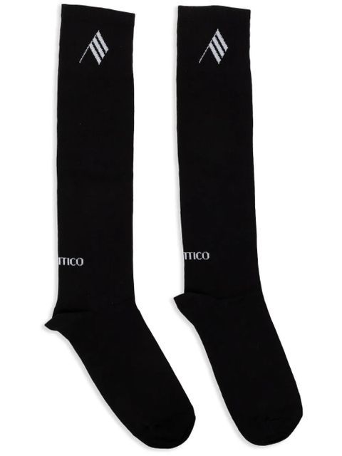 The Attico intarsia-logo ribbed socks - Black - zdjęcie produktu nr 1