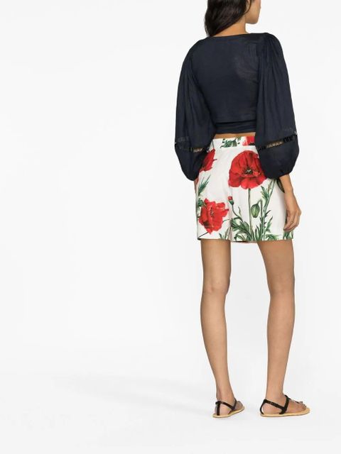 Dolce & Gabbana floral-print cotton tailored shorts - White