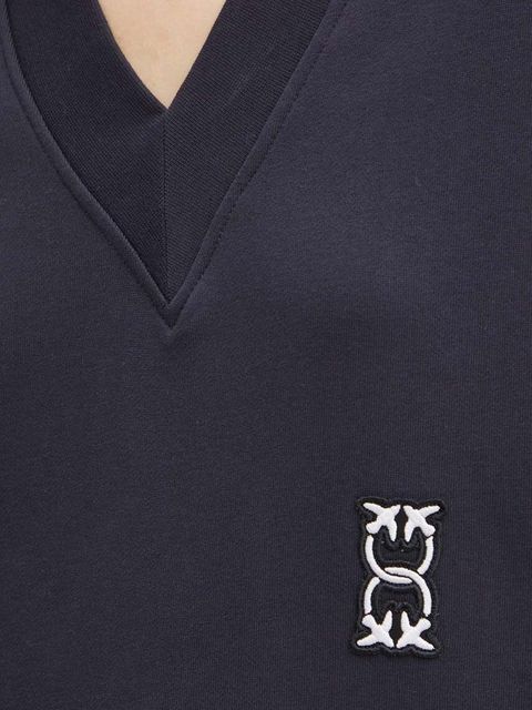 Pinko bluza bawełniana damska kolor granatowy z aplikacją 103724 A23C