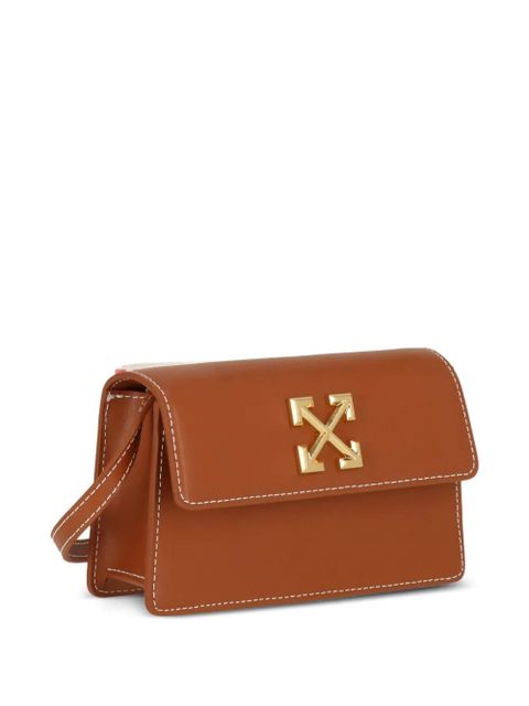 Off-White Arrows-motif contrast-stitch clutch bag - Brown