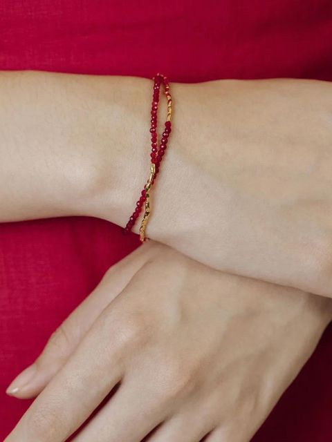 Monica Vinader mini onyx beaded bracelet - Red - zdjęcie produktu nr 2