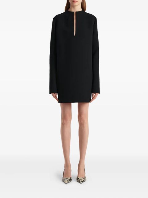 KHAITE long-sleeve keyhole mini dress - Black