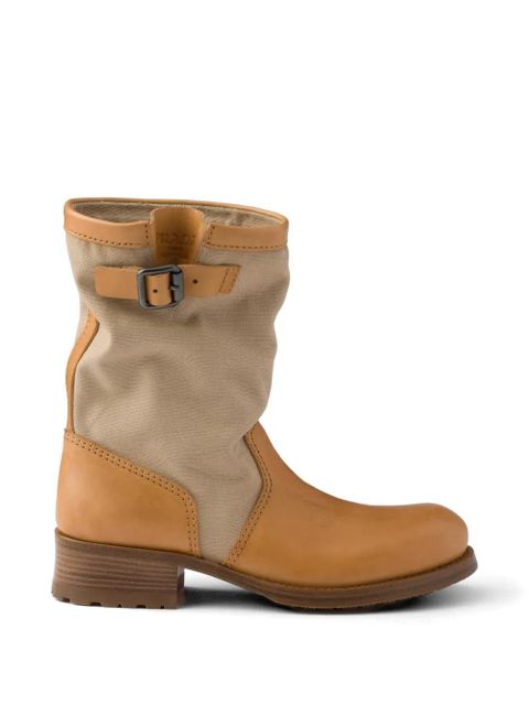 Prada leather and canvas boots - Neutrals - zdjęcie produktu nr 1