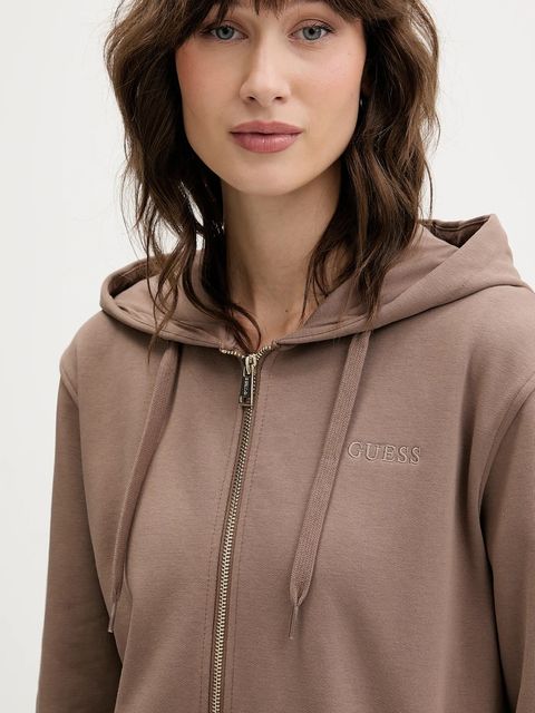 Guess bluza SOFIA damska kolor brązowy z kapturem gładka O5RQ01 KCO31 - zdjęcie produktu nr 2