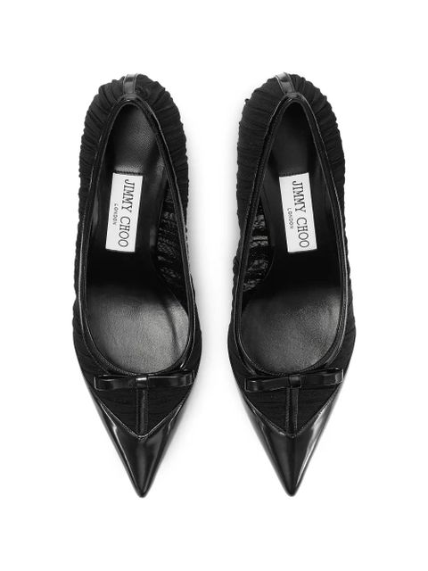 Jimmy Choo Love bow pointed leather pumps - Black