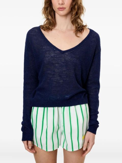 American Vintage Dumy fine-knit V-neck sweater - Blue - zdjęcie produktu nr 2