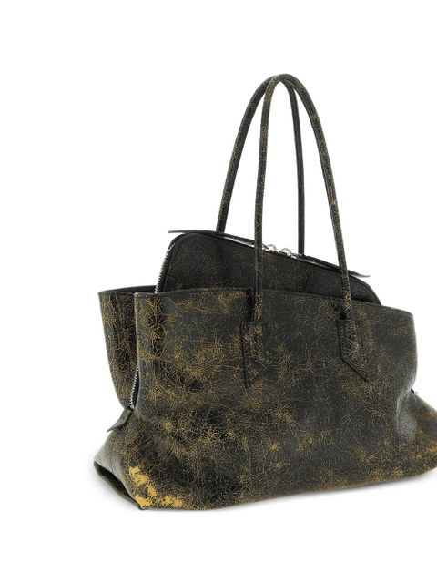 The Attico medium La Passeggiata embossed-logo shoulder bag - Brown