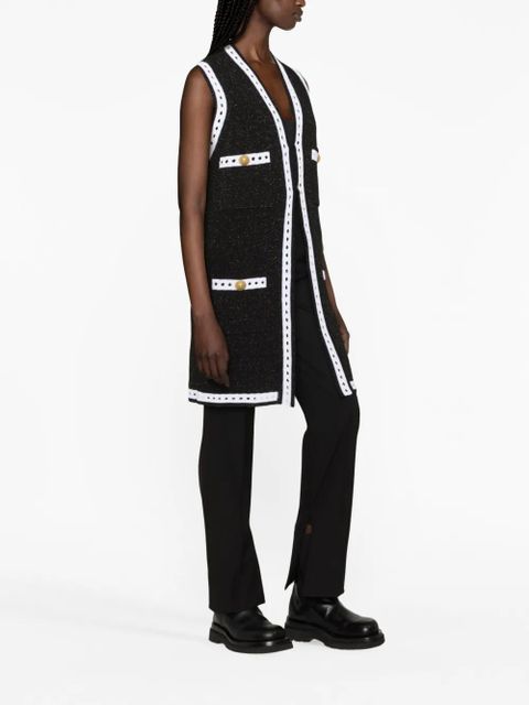 Balmain V-neck contrasting-border cardigan - Black