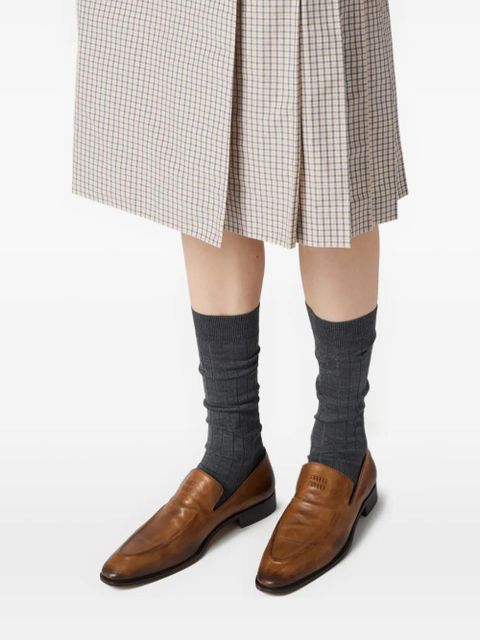 Miu Miu checked pleated midi skirt - Neutrals