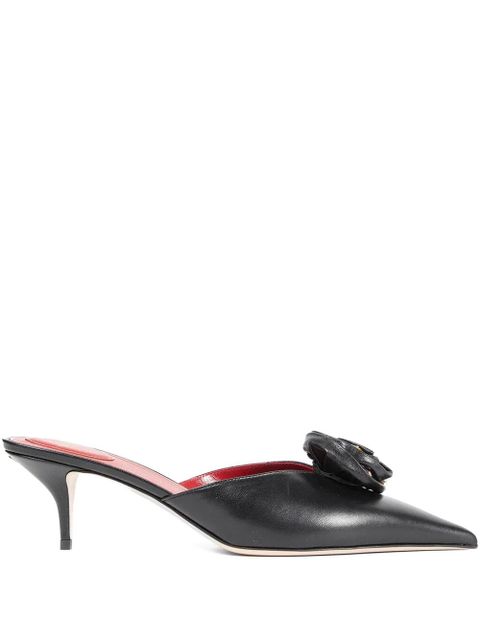 Valentino Garavani 55mm Drip Rose pointed-toe mules - Black - zdjęcie produktu nr 1