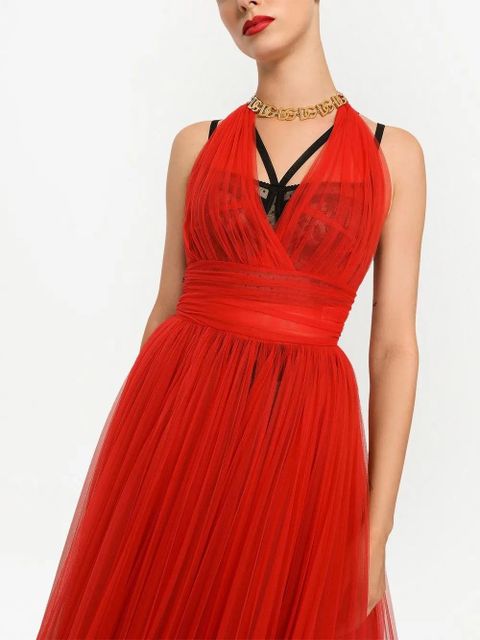 Dolce & Gabbana tulle halterneck midi dress - Red