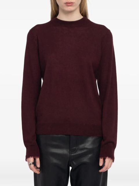 Zadig&Voltaire Ivy frayed-cuffs crew-neck sweater - Red
