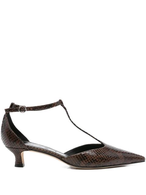 Aeyde 30mm snakeskin leather pumps - Brown - zdjęcie produktu nr 1