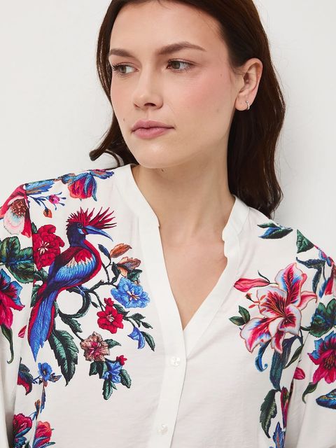 Medicine bluzka damska kolor beżowy wzorzysta