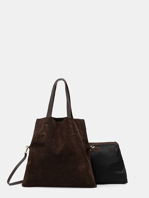 Answear.LAB torebka zamszowa kolor brązowy - zdjęcie produktu nr 1