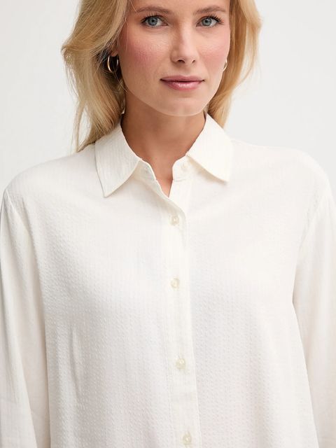 United Colors of Benetton koszula damska kolor beżowy regular z kołnierzykiem klasycznym 570QDQ0AL