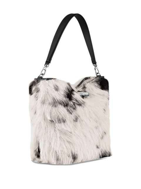 Longchamp Le Roseau faux-fur clasp shoulder bag - White