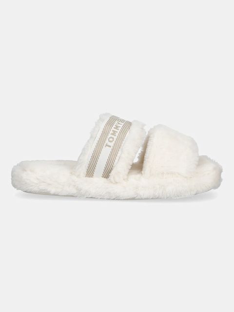 Tommy Hilfiger kapcie HILFIGER FUR SLIPPER kolor beżowy FW0FW08854 - zdjęcie produktu nr 2