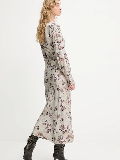 Answear.LAB sukienka kolor szary maxi rozkloszowana