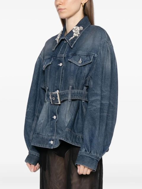 Simone Rocha embellished sculpted denim jacket - Blue