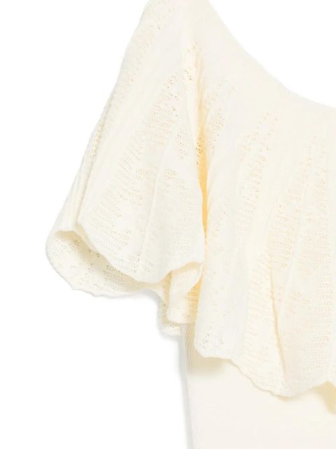 Ba&Sh Salda ruffled pointelle-knit top - Neutrals