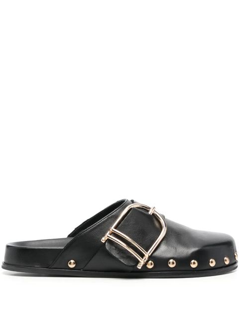TWINSET buckle-fastened leather mules - Black - zdjęcie produktu nr 1