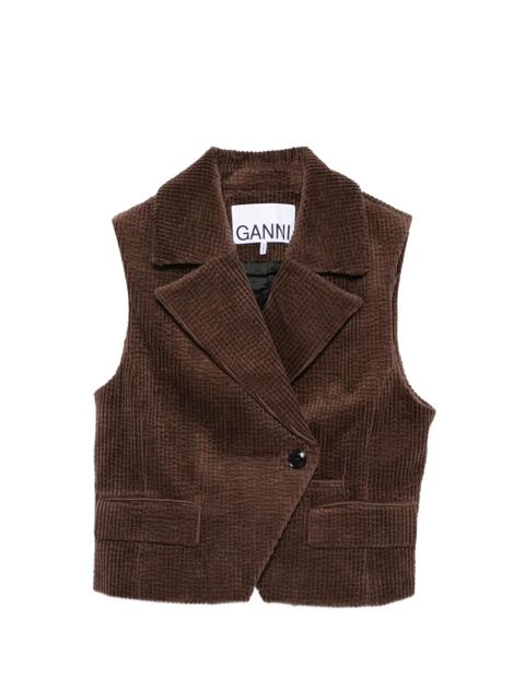 GANNI corduroy button waistcoat - Brown - zdjęcie produktu nr 1