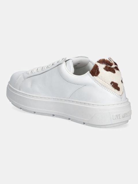 Love Moschino sneakersy skórzane damskie kolor biały JA15174G1NIA810A