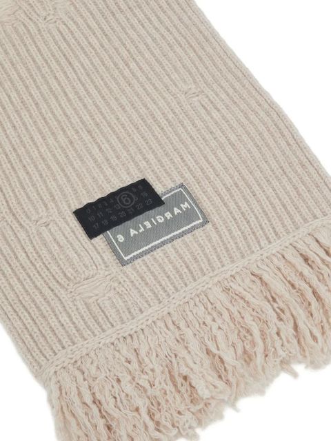 MM6 Maison Margiela ribbed frayed-edge scarf - Neutrals