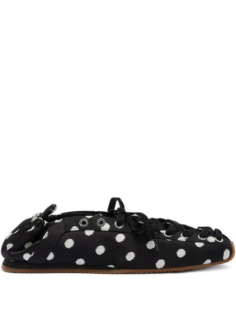 GANNI polka-dot lace-up ballet flats - Black - zdjęcie produktu nr 1