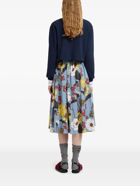 Marni flared floral midi skirt - Blue